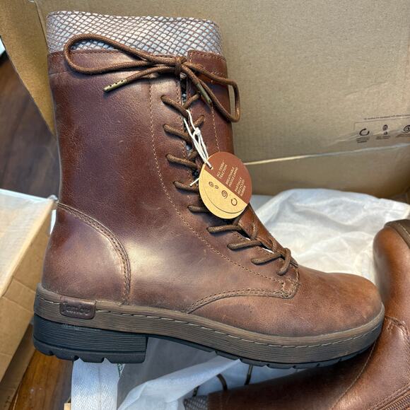 Jambu Chestnut Leather Boots 8.5 NWT Brown Mid Calf Ankle Booties Lace Boho - Picture 10 of 10